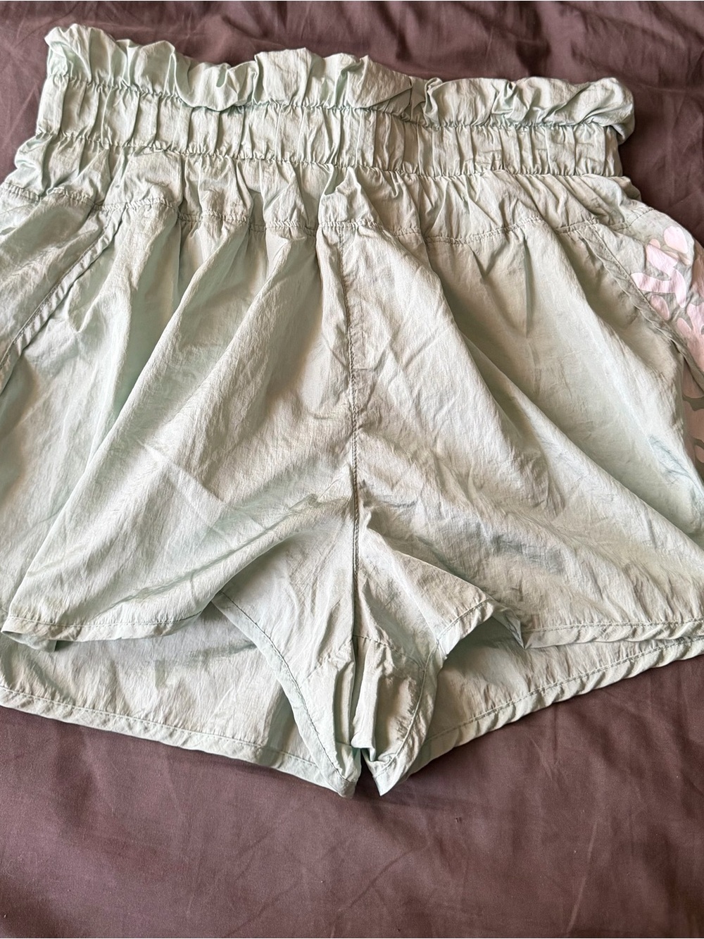 Free People Mint Green Smocked Waist Athletic Lounge Shorts